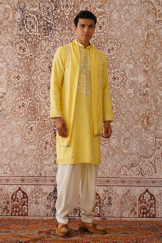 Faris - Mirror Embroidered Kurta Set with Patiyala and Dupatta