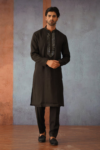 Kritya - Black Mirror Embroidered Kurta Set
