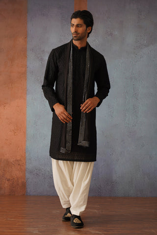 Saran - Black Patiyala Kurta Set with Dupatta