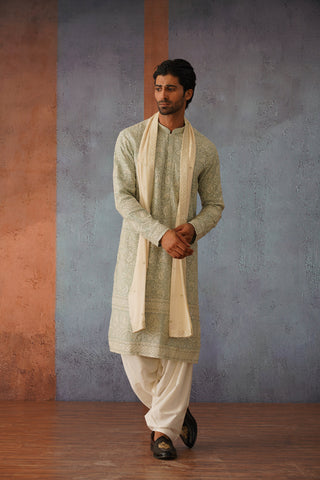 Ihab - Powder Blue Patiyala Kurta Set With Dupatta