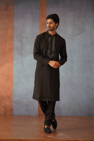 Teja Sajja in Kritya - Black Mirror Embroidered Kurta Set