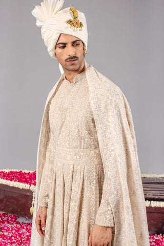 Nizam Beige Sherwani Set