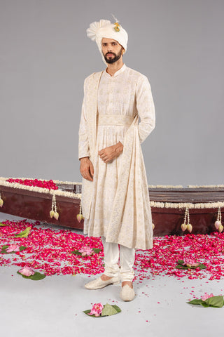 Nawab Ivory Sherwani Set
