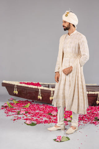 Nawab Ivory Sherwani Set