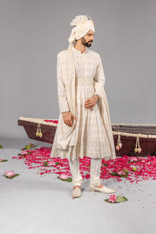 Nawab Ivory Sherwani Set