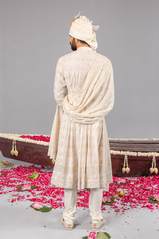 Nawab Ivory Sherwani Set