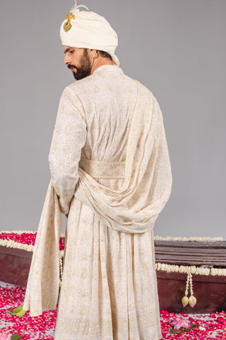 Nawab Ivory Sherwani Set