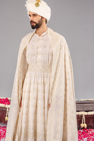 Nawab Ivory Sherwani Set