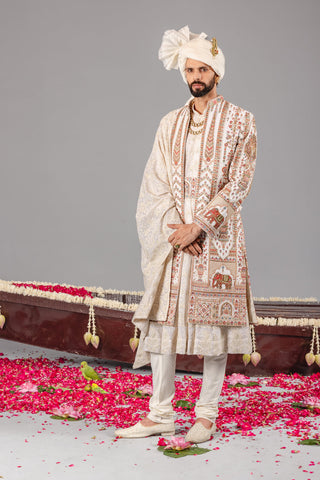 Hathimahal Ivory Sherwani Set