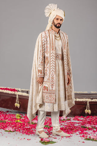 Hathimahal Ivory Sherwani Set