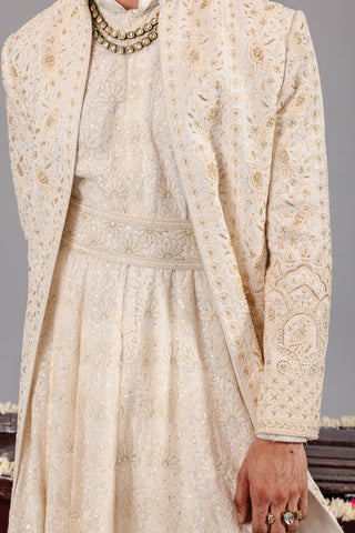 Sufi Sonchidiya Ivory Sherwani Set