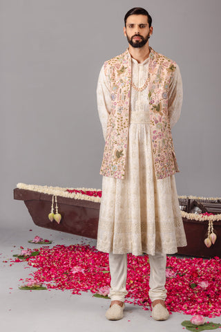 Vivek Keshari in Phoolpankh Pink Jacket Anarkali Set