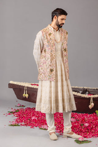 Vivek Keshari in Phoolpankh Pink Jacket Anarkali Set
