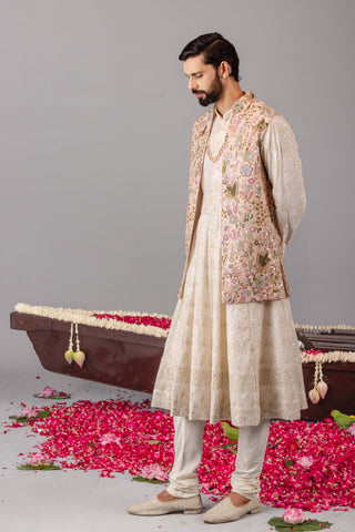 Vivek Keshari in Phoolpankh Pink Jacket Anarkali Set