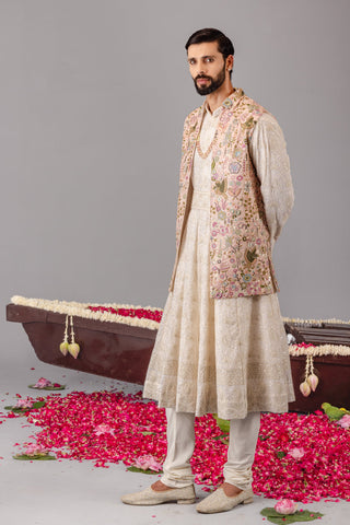 Vivek Keshari in Phoolpankh Pink Jacket Anarkali Set