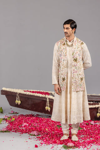 Phoolpankh Ivory Jacket Anarkali Set