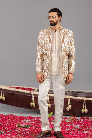 Pichwai  Ivory Jodhpuri Set
