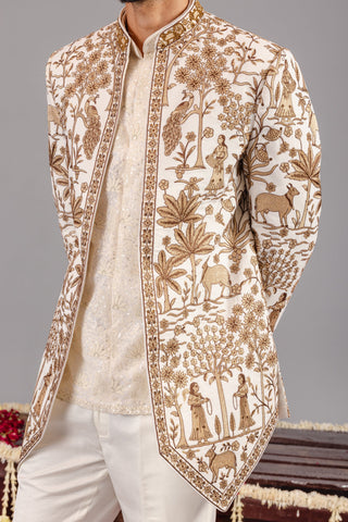 Pichwai  Ivory Jodhpuri Set