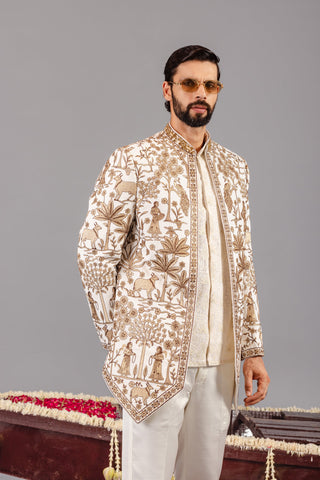 Pichwai  Ivory Jodhpuri Set
