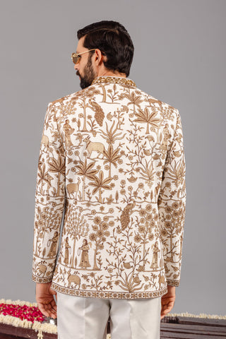 Pichwai  Ivory Jodhpuri Set