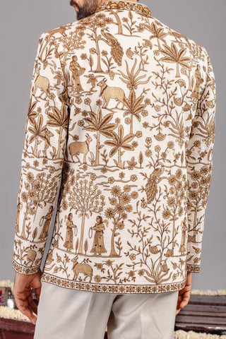 Pichwai  Ivory Jodhpuri Set