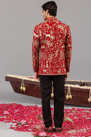 Pichwai Red Jodhpuri Set