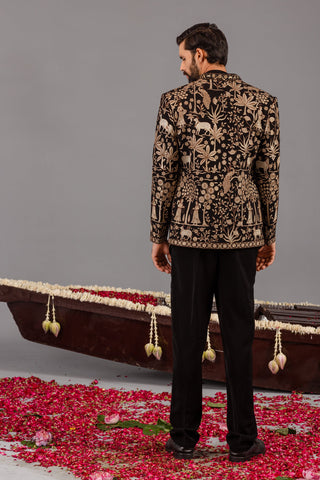 RAMAN DHINGRA IN Pichwai Black Jodhpuri Set