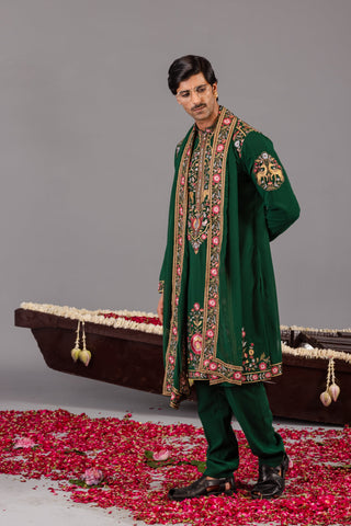 Deer Garden Bottle Green Kurta Set