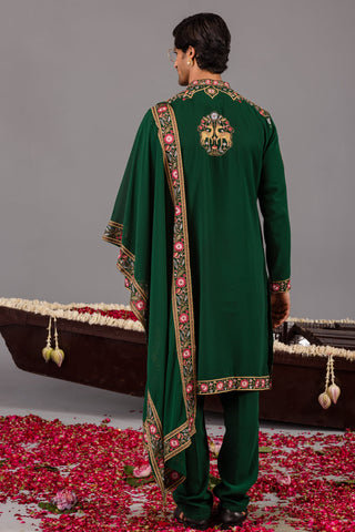 Deer Garden Bottle Green Kurta Set