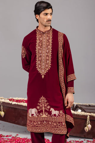 ASHISH BHATIA in Chaar Kadam Wine Kurta Set