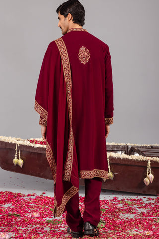 ASHISH BHATIA in Chaar Kadam Wine Kurta Set