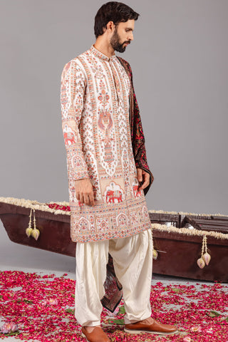 Shalin Bhanot in Mughal Ivory Kurta Set