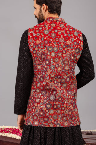 Laalbagh Maroon Kurta Jacket Set