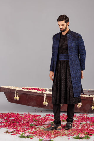 Sufi Blue Sherwani Set