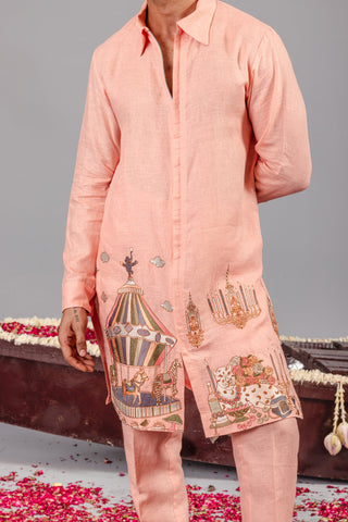 Carnival Peach Zipper Kurta Set