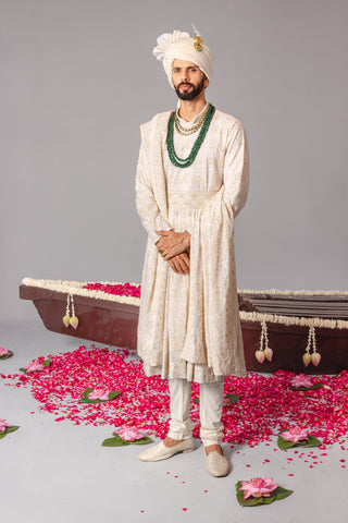 Nawab Ivory Sherwani Set