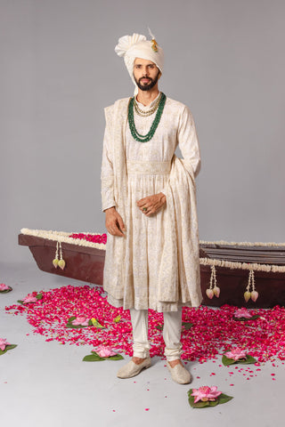 Nawab Ivory Sherwani Set