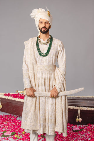 Nawab Ivory Sherwani Set