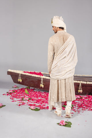 Nizam Beige Sherwani Set