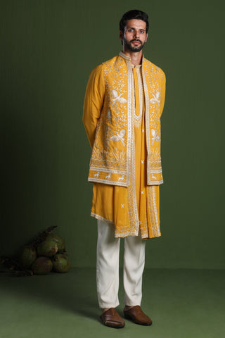 Aditya Haldi Kurta Set with Jacket and Dupatta