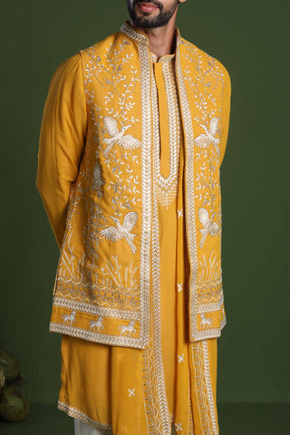 Aditya Haldi Kurta Set with Jacket and Dupatta