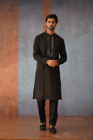 Teja Sajja in Kritya - Black Mirror Embroidered Kurta Set