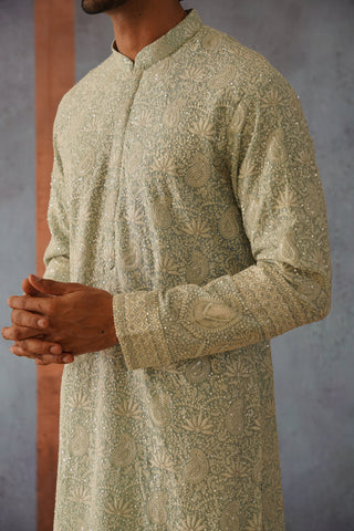 Ihab - Powder Blue Patiyala Kurta Set With Dupatta