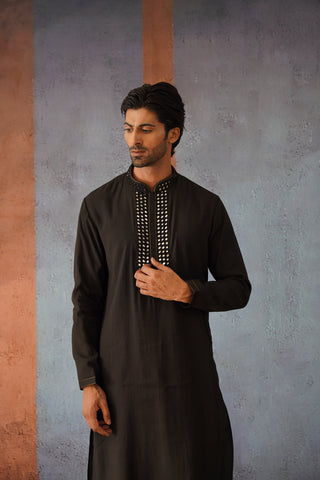 Teja Sajja in Kritya - Black Mirror Embroidered Kurta Set