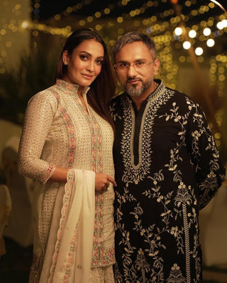 Honey Singh in Aryaman Black Kurta set with patiyala and dupatta