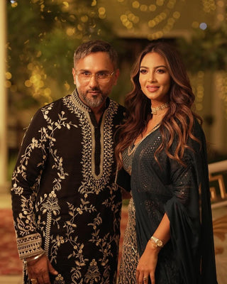 Honey Singh in Aryaman Black Kurta set with patiyala and dupatta
