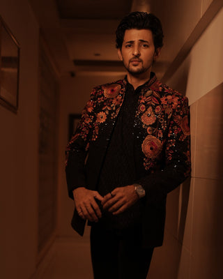 Darshan Raval in Viren black Jodhpuri set with shirt and trouser