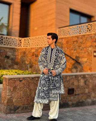 sajjad khan in Charvik Royal Blue Kurta Set