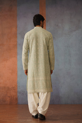 Ihab - Powder Blue Patiyala Kurta Set With Dupatta