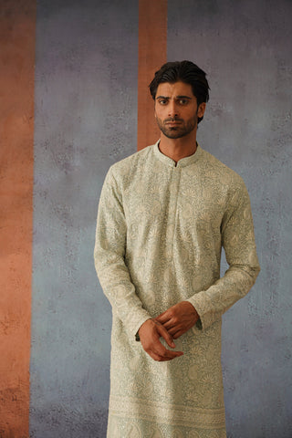 Ihab - Powder Blue Patiyala Kurta Set With Dupatta